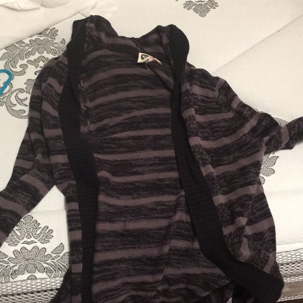 Hooded black and grey striped Roxy Cardigan